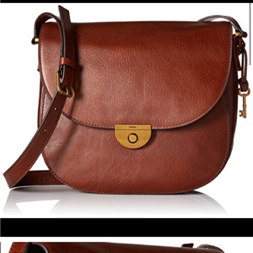 Fossil Emi Saddle Bag leather cross body messenger shoulder bag adjustable strap - Picture 14 of 16